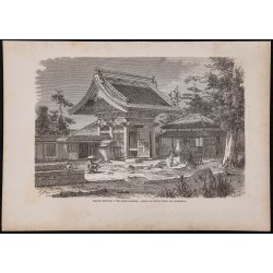 Gravure de 1867 - Ambassade américaine incendiée à Tokyo - 1