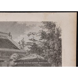 Gravure de 1867 - Ambassade américaine incendiée à Tokyo - 3