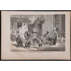 Gravure de 1867 - Petits saltimbanques à Tokyo - 1