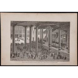 Gravure de 1867 - Intérieur d'un temple bouddhiste - 1