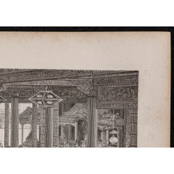 Gravure de 1867 - Intérieur d'un temple bouddhiste - 3