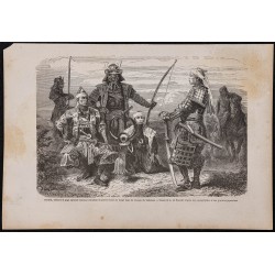 Gravure de 1867 - Costumes guerriers japonais - 1