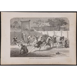Gravure de 1867 - L'escrime au Japon - 1