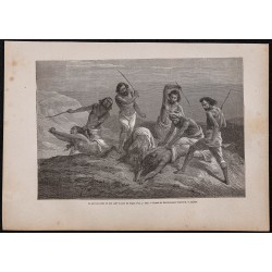 Gravure de 1867 - Servantes se faisant fouetter - 1