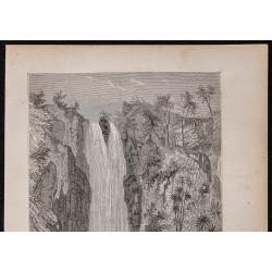 Gravure de 1867 - Cascade en Abyssinie - 2