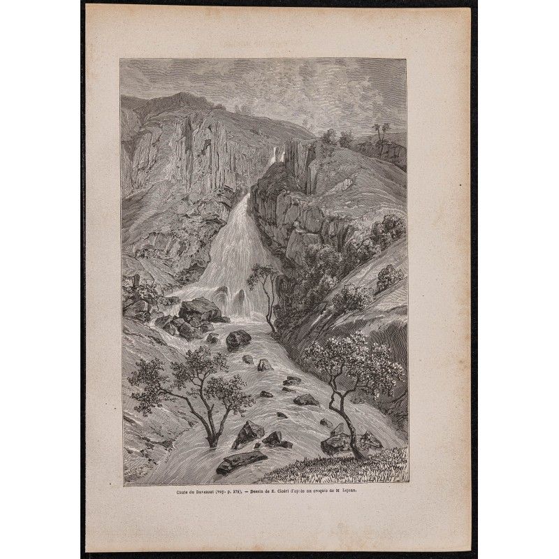 Gravure de 1867 - Cascade du Davezout - 1