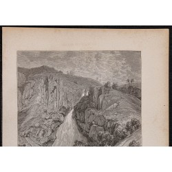 Gravure de 1867 - Cascade du Davezout - 2