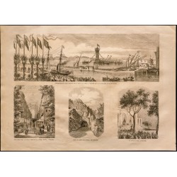 Gravure de 1860 - Marseille - La Joliette & Chateau Borelly - 1