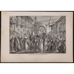 Gravure de 1867 - Rue et habitants de Quito - 1