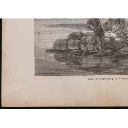 Gravure de 1867 - Bateau traditionnel sur le Tigre - 4