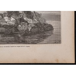 Gravure de 1867 - Bateau traditionnel sur le Tigre - 5