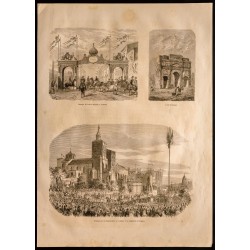 Gravure de 1860 - Valence - Orange - Avignon - 1