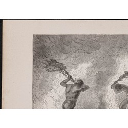 Gravure de 1867 - Kanaks éteignant un incendie - 2