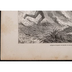 Gravure de 1867 - Kanaks éteignant un incendie - 4