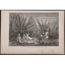 Gravure de 1867 - Maison d'un chef kanak - 1