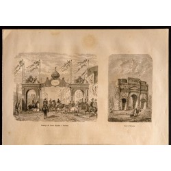 Gravure de 1860 - Valence - Orange - Avignon - 2