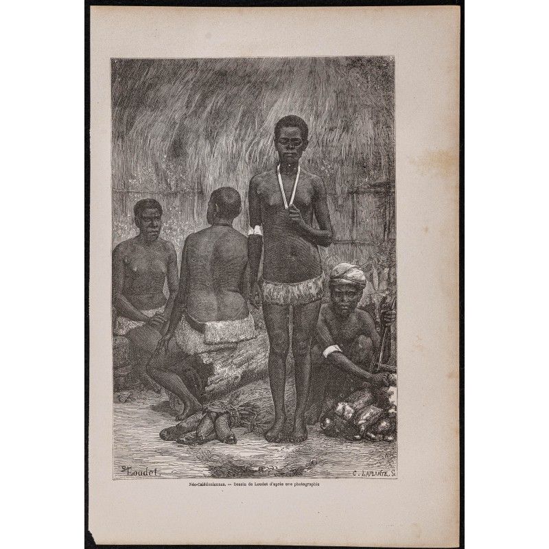 Gravure de 1867 - Femmes kanaks Néo-Calédoniennes - 1