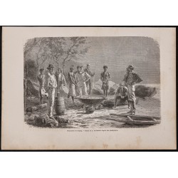 Gravure de 1867 - Préparation du trépang - 1