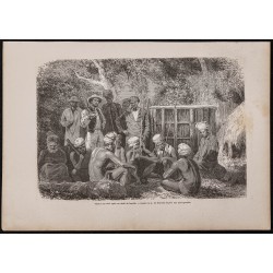 Gravure de 1867 - Visite à un chef Kanak - 1