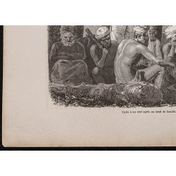 Gravure de 1867 - Visite à un chef Kanak - 4