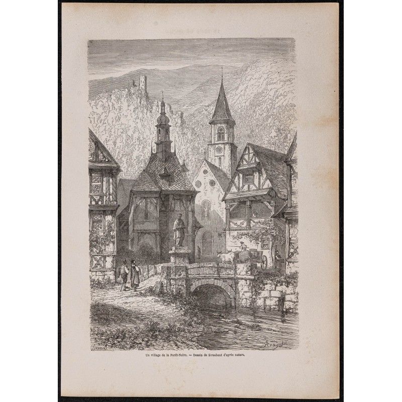 Gravure de 1867 - Village de la Forêt-Noire - 1