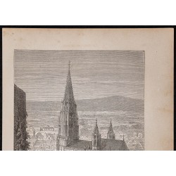 Gravure de 1867 - Fribourg-en-Brisgau (Allemagne) - 2