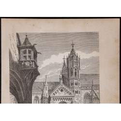 Gravure de 1867 - Cathédrale de Fribourg-en-Brisgau - 2
