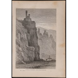 Gravure de 1867 - Châteaux de Neckarsteinach - 1