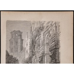 Gravure de 1867 - Entrée du château de Heidelberg - 2