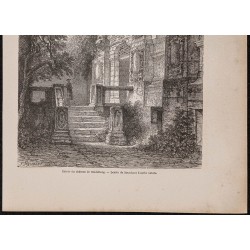 Gravure de 1867 - Entrée du château de Heidelberg - 3