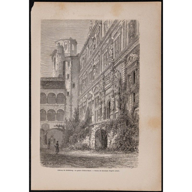Gravure de 1867 - Château de Heidelberg - 1