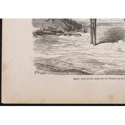Gravure de 1867 - Corrida à échasses - 4