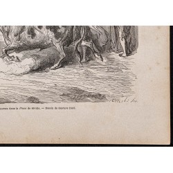 Gravure de 1867 - Corrida à échasses - 5