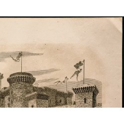 Gravure de 1860 - Tarascon - Château place du roi Réné - 3