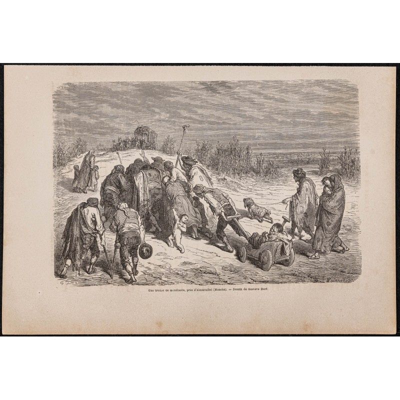 Gravure de 1867 - Mendiants près d'Almuradiel - 1