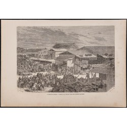 Gravure de 1867 - Marché au poisson au Japon - 1