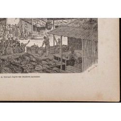 Gravure de 1867 - Marché au poisson au Japon - 5