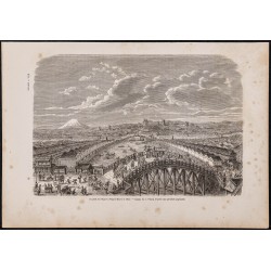 Gravure de 1867 - Pont en bois à Tokyo - 1