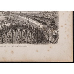 Gravure de 1867 - Pont en bois à Tokyo - 5