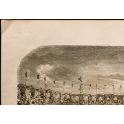 Gravure de 1860 - Arènes d'Arles - Farandole - 2