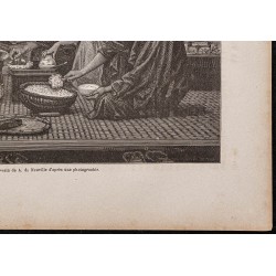 Gravure de 1867 - Le dîner d'une famille bourgeoise - 5