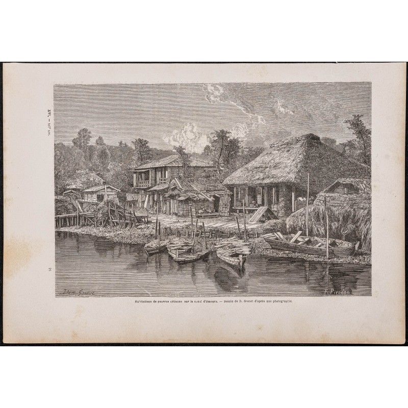 Gravure de 1867 - Habitations de pauvres artisans - 1