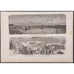 Gravure de 1867 - Double vue du Japon - 1