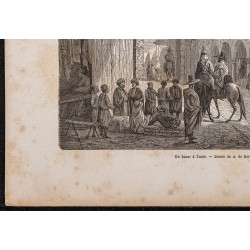 Gravure de 1865 - Un bazar à Tunis - 4