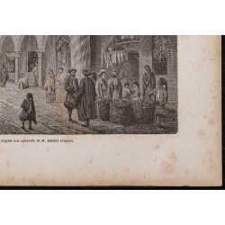 Gravure de 1865 - Un bazar à Tunis - 5