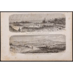 Gravure de 1865 - Tunis et aqueduc du Bardo - 1