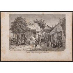 Gravure de 1865 - Un bazar à Tunis - 1