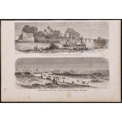 Gravure de 1865 - Medjerda et promenade de la marine à Tunis - 1
