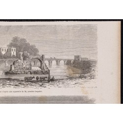 Gravure de 1865 - Medjerda et promenade de la marine à Tunis - 3