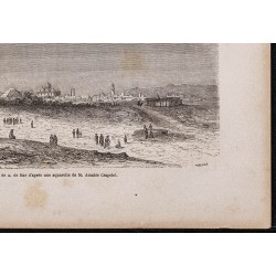 Gravure de 1865 - Medjerda et promenade de la marine à Tunis - 5